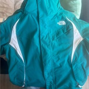 The North Face  womens Aqua and White Puffer Jacket